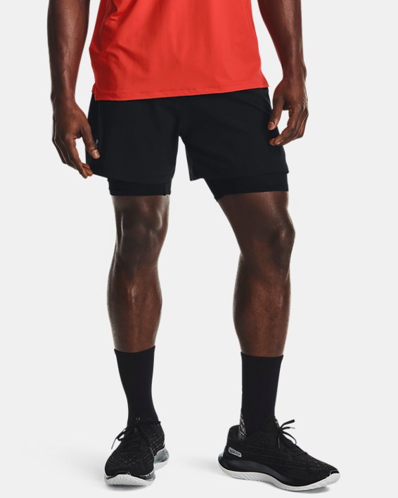 Men's UA Iso-Chill Run 2-in-1 Shorts, Black, pdpMainDesktop image number 0